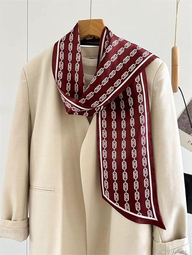 100% Mulberry Silk Ribbon Scarf for Hair Beach Head Wraps for Women Handbag accessories Necktie