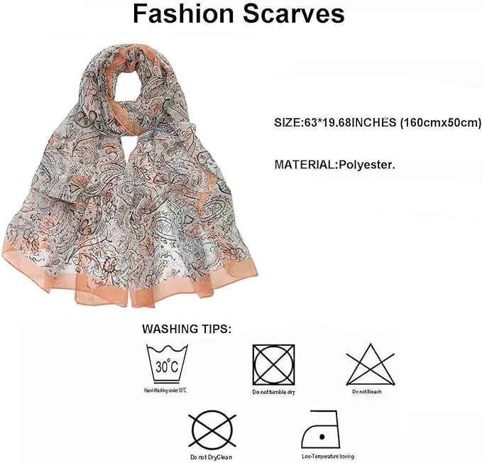 Pokeedioty Scarfs for Women Lightweight Scarves Elegant Floral Pattern Sheer Scarfs Shawls Wraps