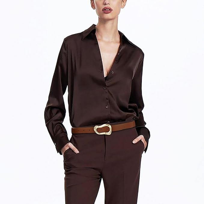 Black Belt for Women Stylish Gold Buckle Fashion Leather Waist Belt Perfect for Jeans and Dresses