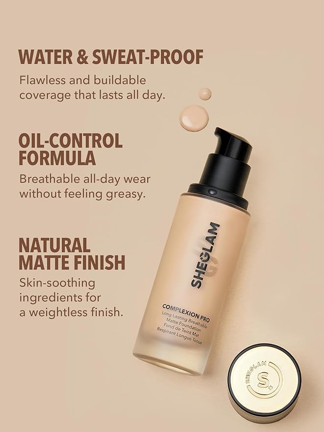 SHEGLAM Full Coverage Foundation Makeup Long Lasting Waterproof Matte Dewy Liquid Foundation - Caramel