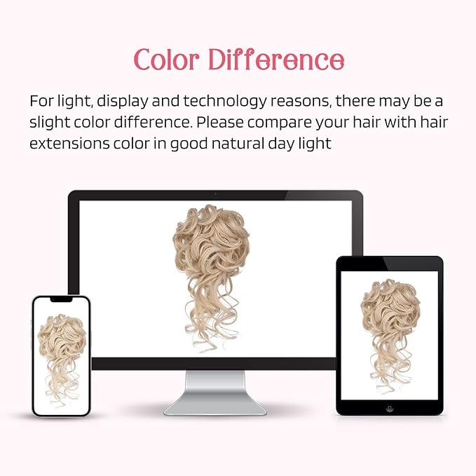 HOOJIH 2PCS Messy Bun Hair Piece, Tousled Updo with Tendrils Bun Extensions Wavy Curly Hair Wrap Ponytail Hairpieces for Women HB010 Dasiy - Medium Blonde with Highlights