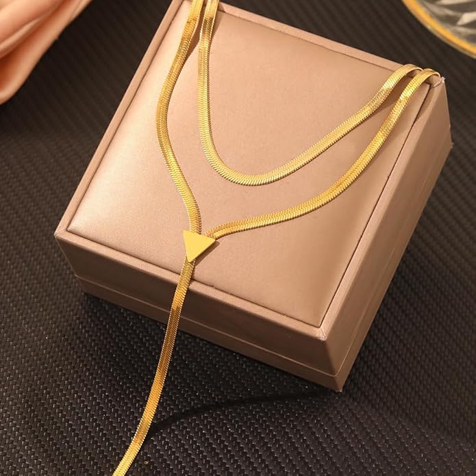 Atiptu Chunky Gold Choker Necklace for Women Silver Statement Y Necklace Long Herringbone Snake Chain Lariat Necklaces Prom Body Jewelry Accessories Gifts