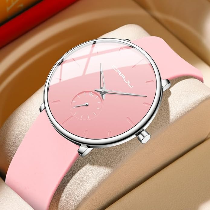 CRRJU Men’s Women Watch Casual Stylish Waterproof Quartz Unisex Wristwatches, Ultra Thin Watches for Men Women, Colorful Silicone Band