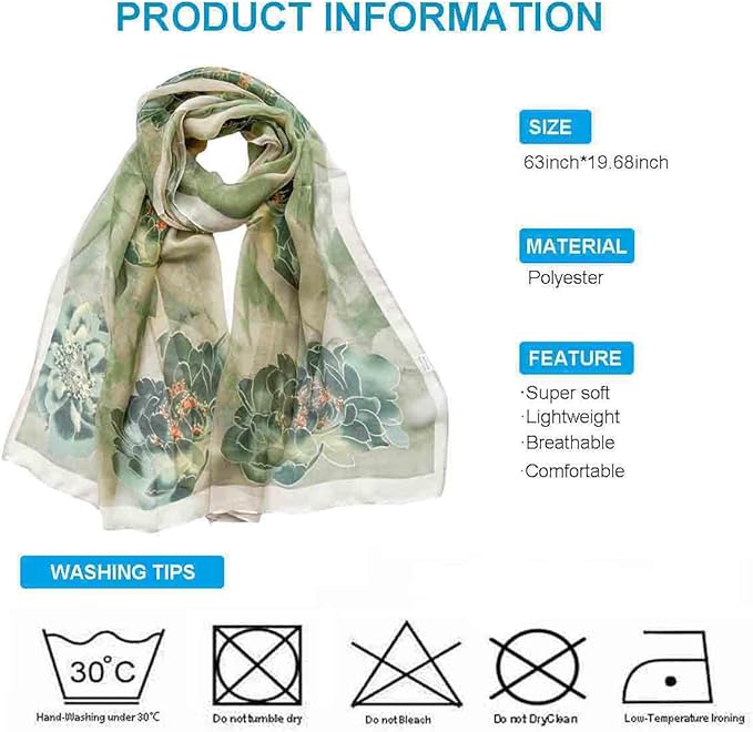 Xyueanlo Scarfs for Women Lightweight Fashion Floral Printed Scarves Neck Scarf Sunscreen Wraps Shawls
