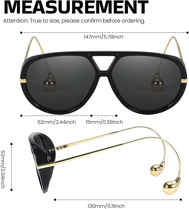 SODQW Oversized Aviator Sunglasses for Women With Earring Trendy Large Big XL Size 2025 Designer Ladies Shades