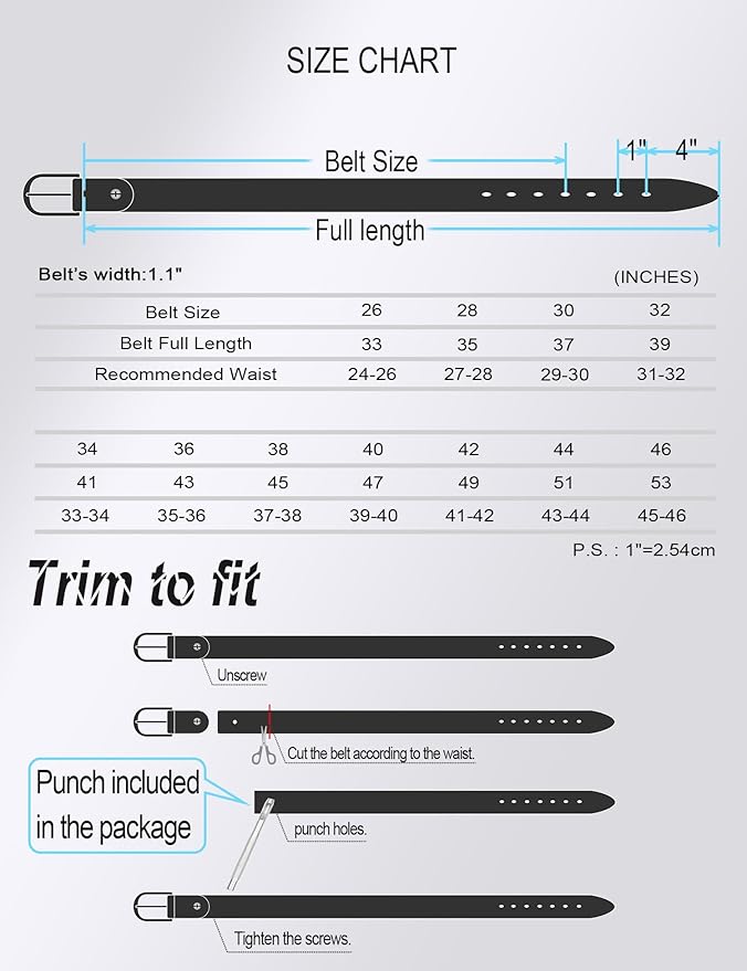 WOLFANT Full Grain Leather Belt for Women,1.1" Ladies Casual leather Jean Belt with Vintage Circle buckle in Gift Box