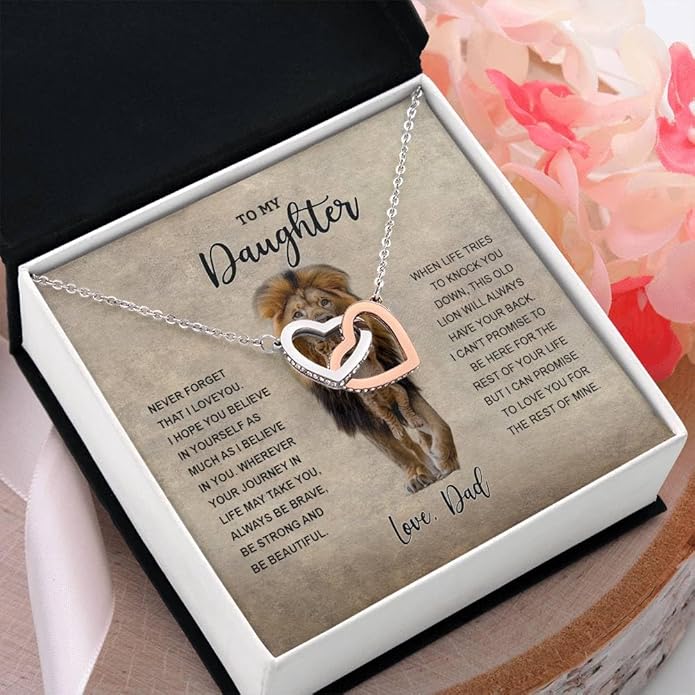 VIRAGIL To My Daughter Gift Necklace From Dad or Mom - Badass Daughter Jewelry With Heartfelt Message & Elegant Box