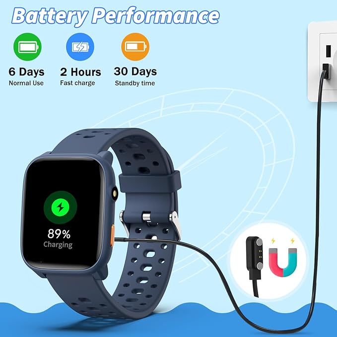 Smart Watch for Kids with 12 Puzzle Games, 1.83" Fitness Tracker Watch Heart Rate Sleep Monitor, Pedometer, Alarm Clock, Flashlight, Gift for 6-12 Year Old Boys Girls