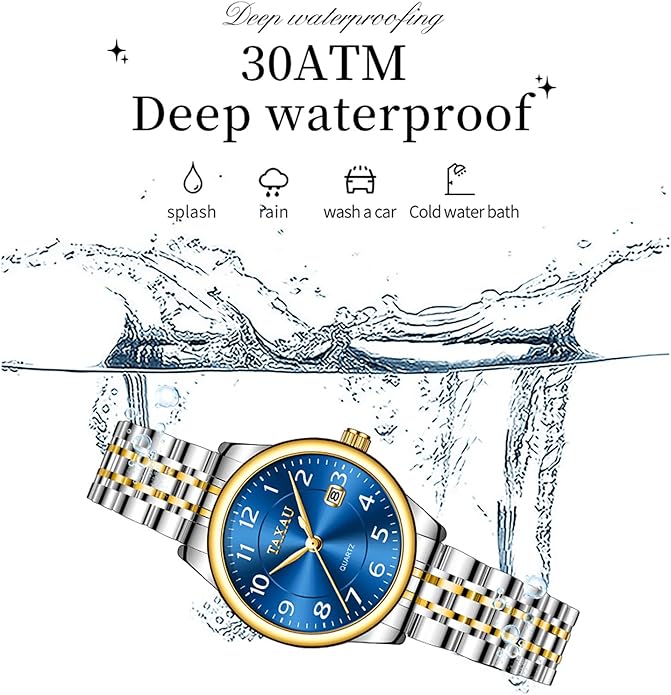 Womens Watch Fashion Dress Waterproof Silver Watches for Women Casual Easy Read Quartz Analog Women's Watch Two Tone Stainless Steel Ladies Watches with Day Date