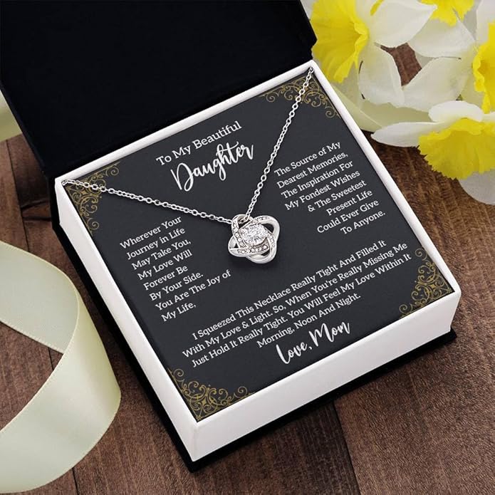 VIRAGIL To My Daughter Gift Necklace From Dad or Mom - Badass Daughter Jewelry With Heartfelt Message & Elegant Box