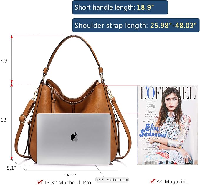 Realer Hobo Crossbody Bags for Women Designer Faux Leather Hobo Handbags Retro Large Size Shoulder Bag Bucket Purse