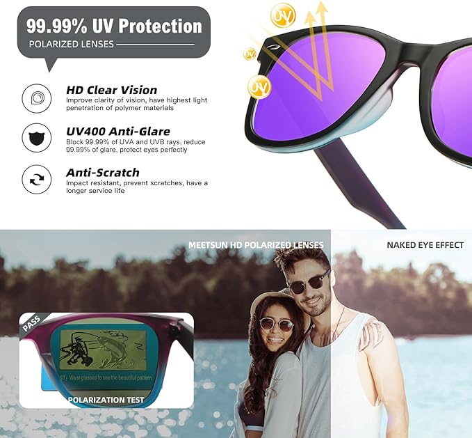MEETSUN Polarized Sunglasses for Women Men Classic Retro Square Frame Driving Sun Glasses UV Protection