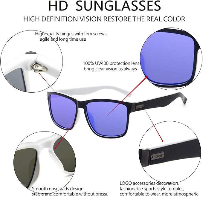 ANDOILT Sport Polarized Square Sunglasses
