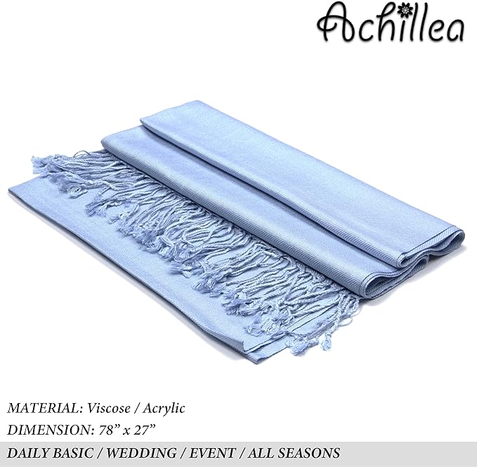 Achillea Soft Silky Pashmina Scarf for Women – Shawl Wrap for Evening Dresses, Bridesmaids, Weddings & Everyday Wear