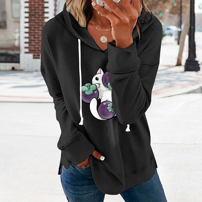 Women's Brick Red Hoodie Pullover Sweatshirt Cotton Blend Loose Fit Long Sleeve Fall Winter Top