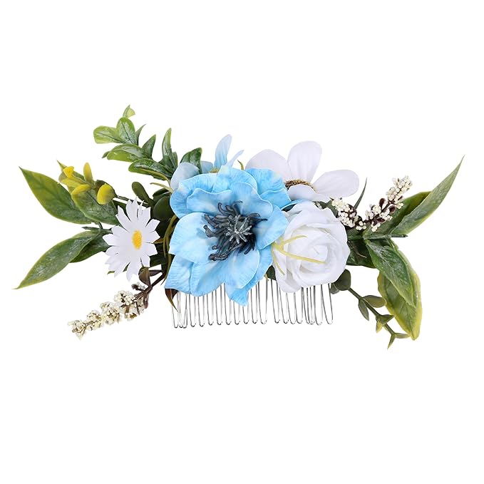 Flower Hair Clip for Women - Elegant Hair Accessory for Wedding, Party & Daily Wear (Sky Blue)