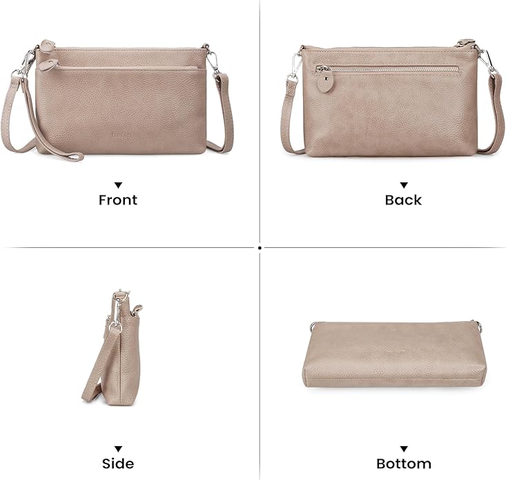 befen Genuine Leather Wristlet Clutch Wallet Purses with RFID Blocking, Small Crossbody Bags Shoulder Handbag for Women