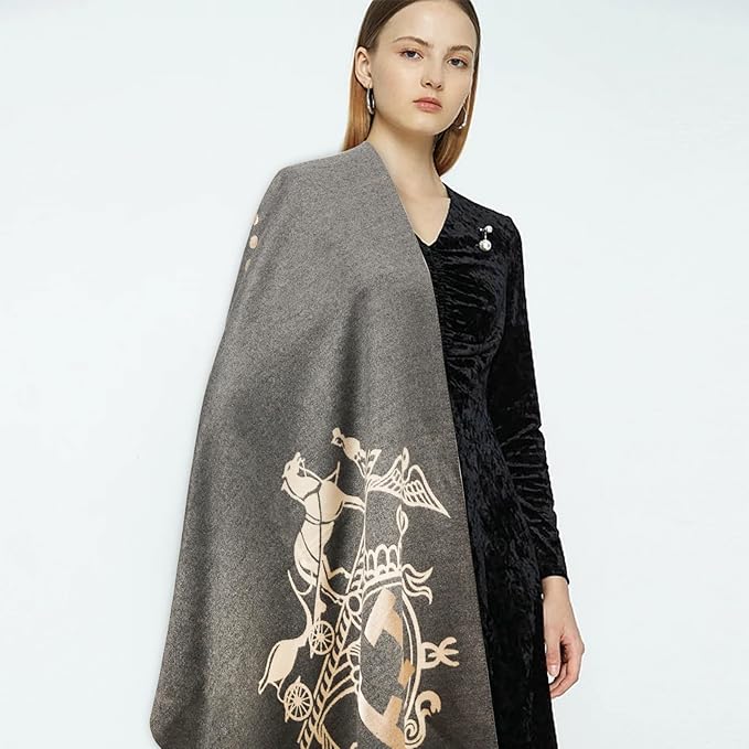 EXTREE Scarfs for Women Pashmina Silky Shawl Wrap for Evening Dressing Blanket Open Front Poncho Cape