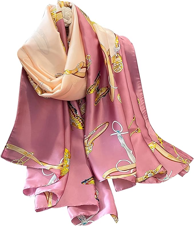 NUWEERIR Womens 100% Large Mulberry Silk Scarf Long Satin Scarf Fashion Lightweight Wraps