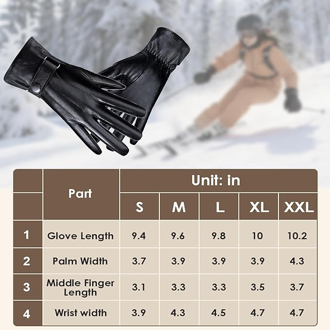 Aegend Winter Gloves Women Leather Gloves, Full Hand Touchscreen Winter Gloves Adjustable Wrist Strap for Driving&Outdoor