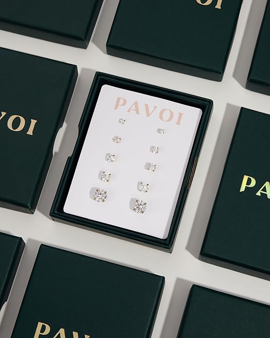 PAVOI 14K Gold Plated Station Necklace - Simulated Diamond Layering Necklaces - Womens CZ Chain