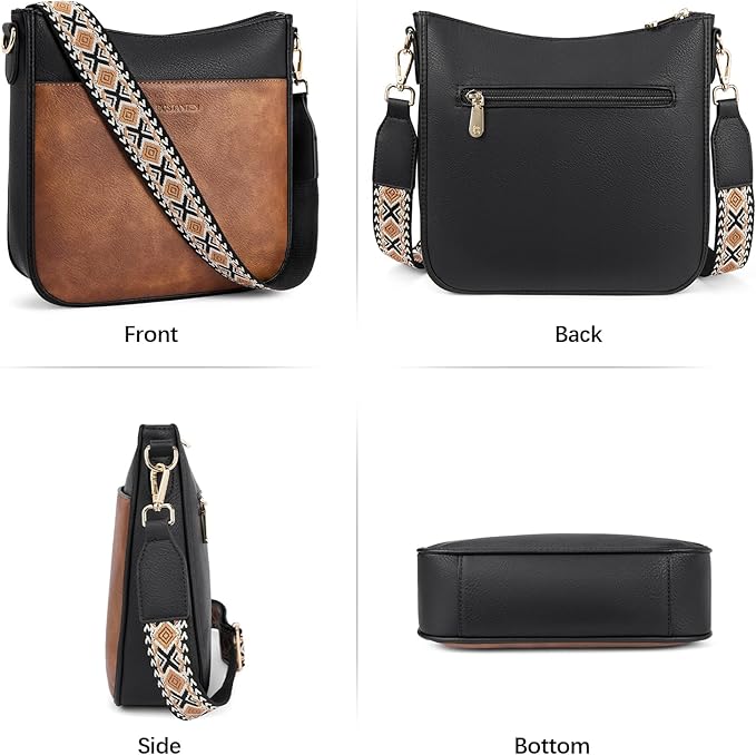 BOSTANTEN Crossbody Bags for Women Trendy Vegan Leather Hobo Purses Shoulder Handbags With Wide Shoulder Strap