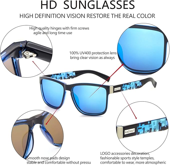 ANDOILT Sport Polarized Square Sunglasses