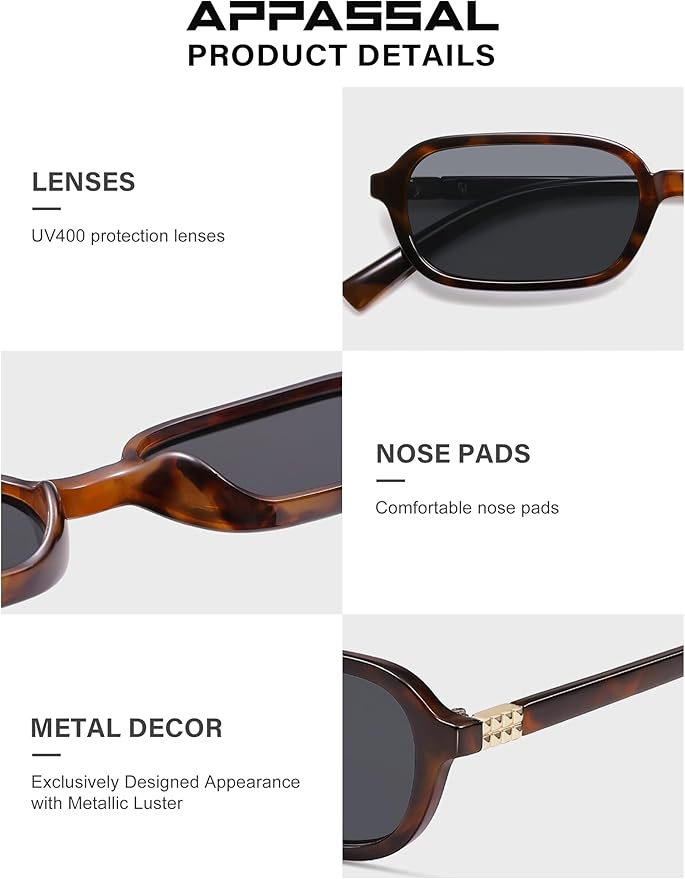 Retro Rectangular Sunglasses for Women Vintage Fashion Trendy Funny Small 90s Square Sunnies 2025 AP3698