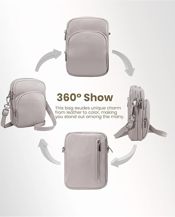 befen Small Genuine Leather Crossbody Bag for Women Trendy Crossbody Purses with RFID Blocking Card Slots