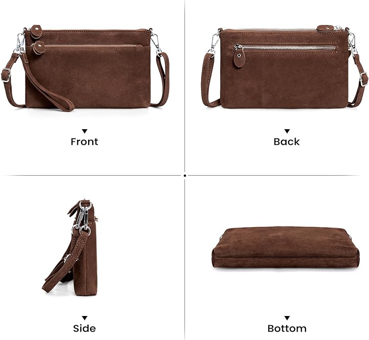 befen Genuine Leather Wristlet Clutch Wallet Purses with RFID Blocking, Small Crossbody Bags Shoulder Handbag for Women
