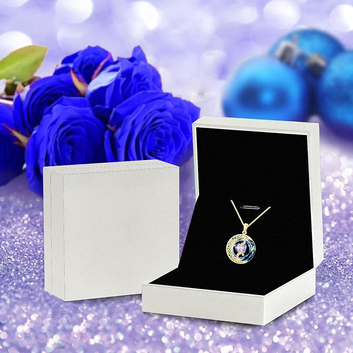 TOUPOP Birthstone Necklace 925 Sterling Silver Moon and Star Pendant with Blue Crystal Celtic Moon Jewelry Birthday Valentines Day Gifts for Women Mom Wife Her
