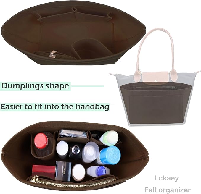 Lckaey Purse Organizer Insert for Longchamp Le Pliage Neo Handbags Insert Organizer 1012coffee-M
