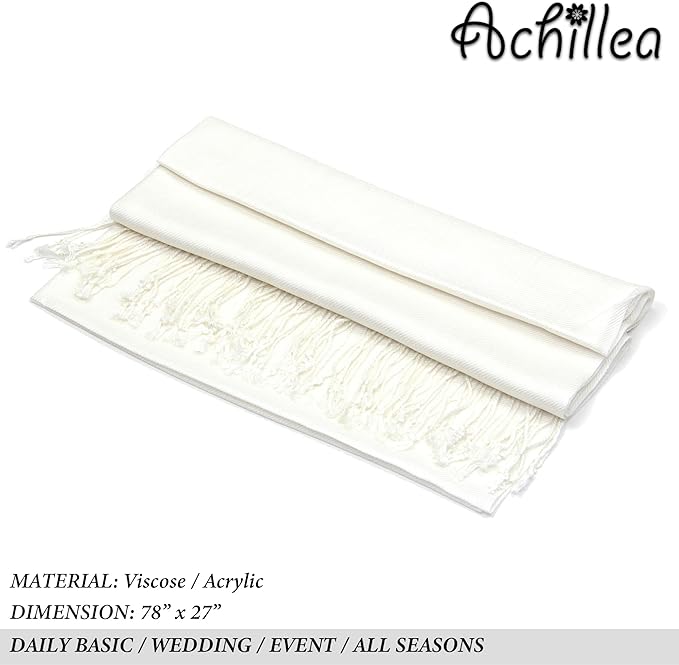 Achillea Soft Silky Pashmina Scarf for Women – Shawl Wrap for Evening Dresses, Bridesmaids, Weddings & Everyday Wear