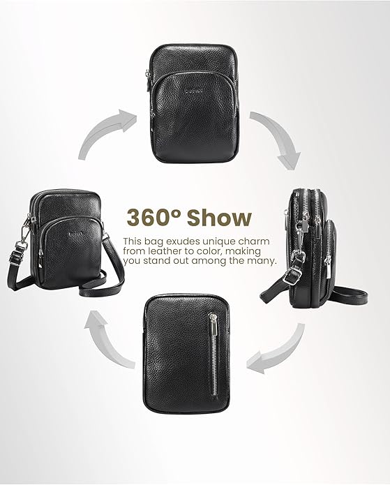 befen Small Genuine Leather Crossbody Bag for Women Trendy Crossbody Purses with RFID Blocking Card Slots