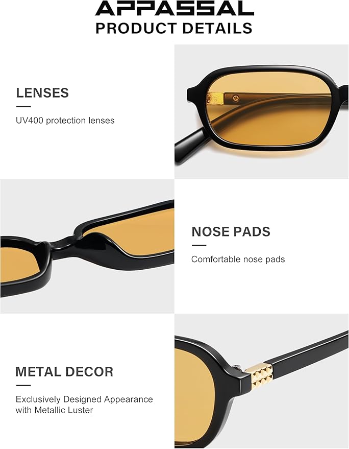 Retro Rectangular Sunglasses for Women Vintage Fashion Trendy Funny Small 90s Square Sunnies 2025 AP3698