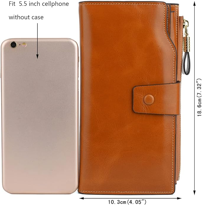 YALUXE Women's Genuine Leather Wallet RFID Blocking Multi Card Holder with Cell Phone Pocket Mothers Day Gifts