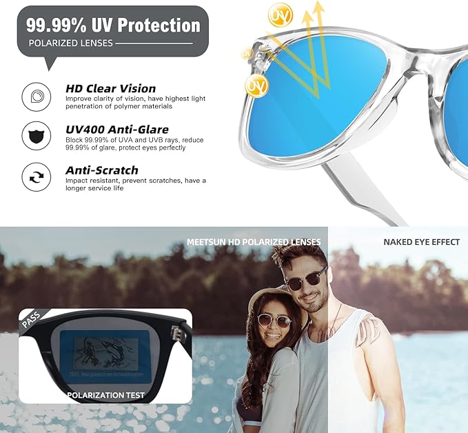 MEETSUN Polarized Sunglasses for Women Men Classic Retro Square Frame Driving Sun Glasses UV Protection