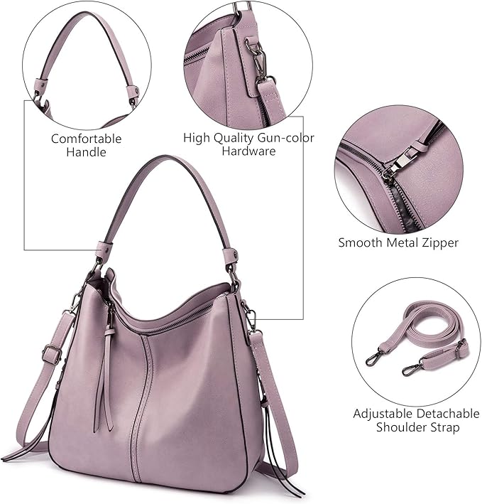 Realer Hobo Crossbody Bags for Women Designer Faux Leather Hobo Handbags Retro Large Size Shoulder Bag Bucket Purse