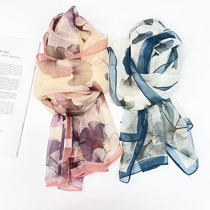 Pokeedioty Scarfs for Women Lightweight Fashion Scarves Elegant Floral Pattern Sheer Scarfs Sunscreen Shawls Wraps