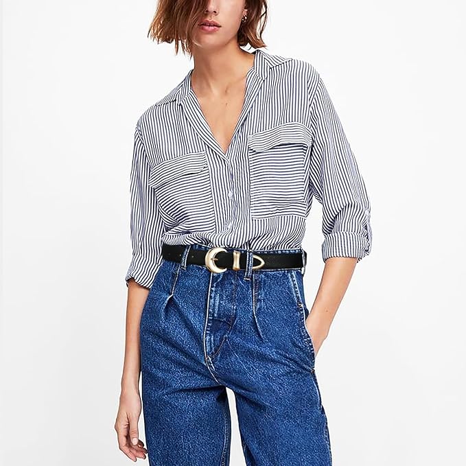 Women's Belt Fashion Buckle Premium Synthetic Leather Ladie Belts for Jeans Minimalist Design Gifts for Women