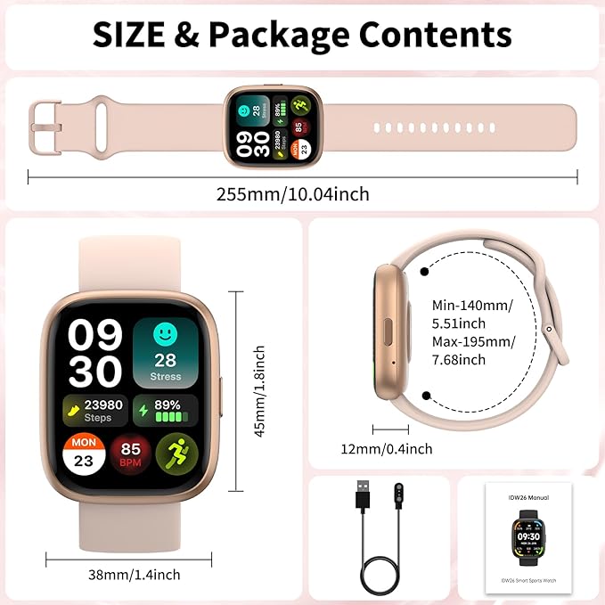 2025 Upgraded Smart Watch Alexa Built-in【1.83" HD Touchscreen】【BT5.3 Call, 100+ Sports Modes & IP68 Waterproof】 Fitness Tracker 24/7 Heart & Sleep Monitor for Android iOS Men Women