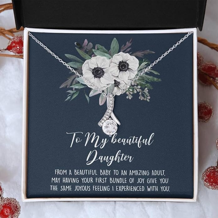 VIRAGIL To My Daughter Gift Necklace From Dad or Mom - Badass Daughter Jewelry With Heartfelt Message & Elegant Box