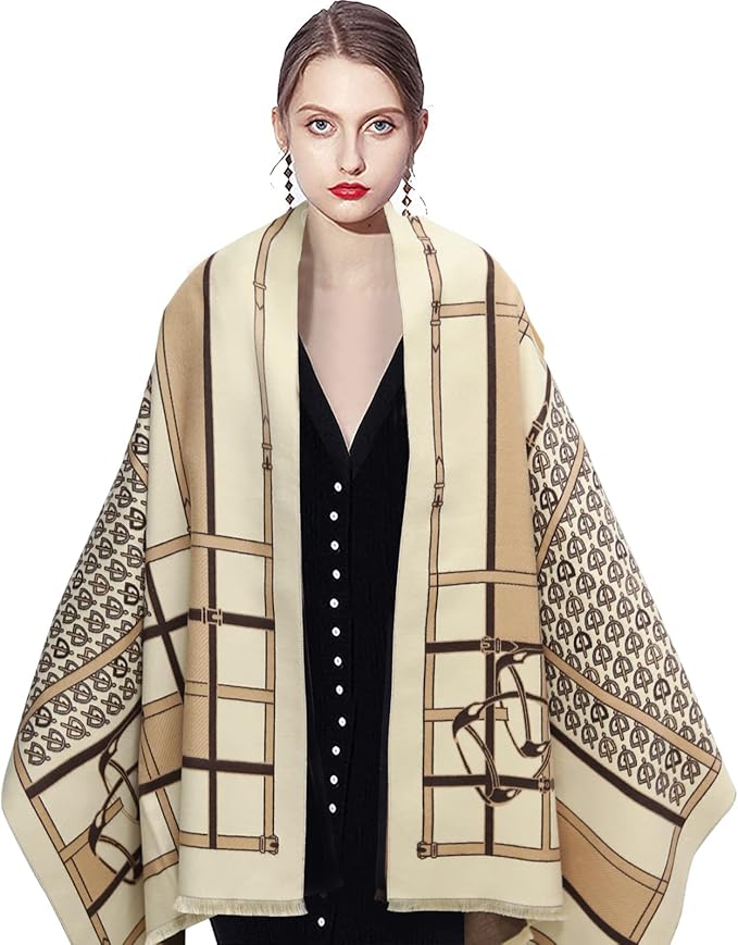 EXTREE Scarfs for Women Pashmina Silky Shawl Wrap for Evening Dressing Blanket Open Front Poncho Cape