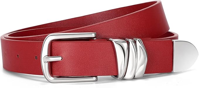 VONMELLI Women's Belt for Jeans Dress Leather Belt for Women Fashion Waist Ladies Belt with Silver Buckle