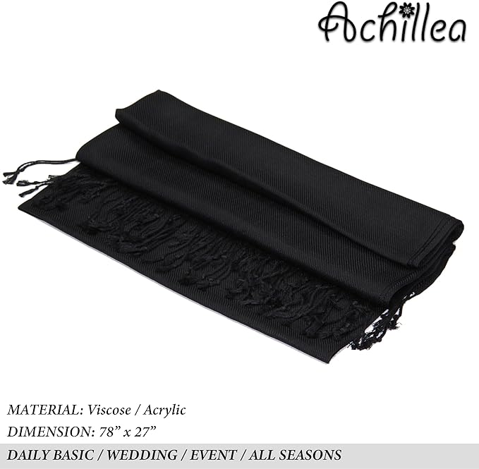 Achillea Soft Silky Pashmina Scarf for Women – Shawl Wrap for Evening Dresses, Bridesmaids, Weddings & Everyday Wear