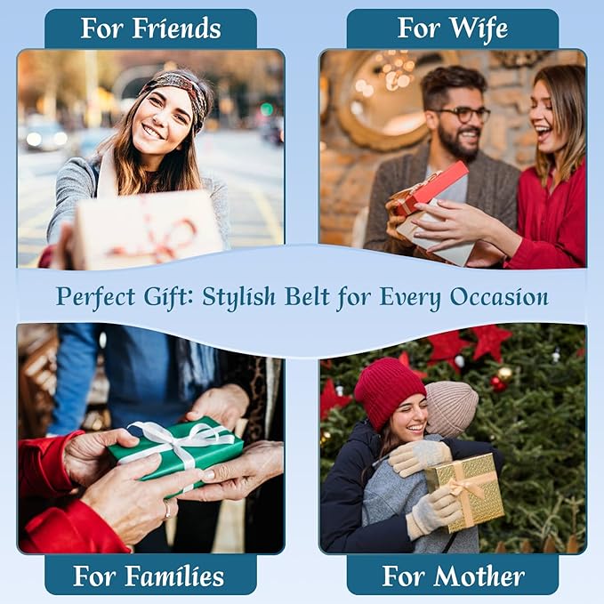 Genuine Leather Belt for Women - Silver Buckle Strap for Jeans & Dresses