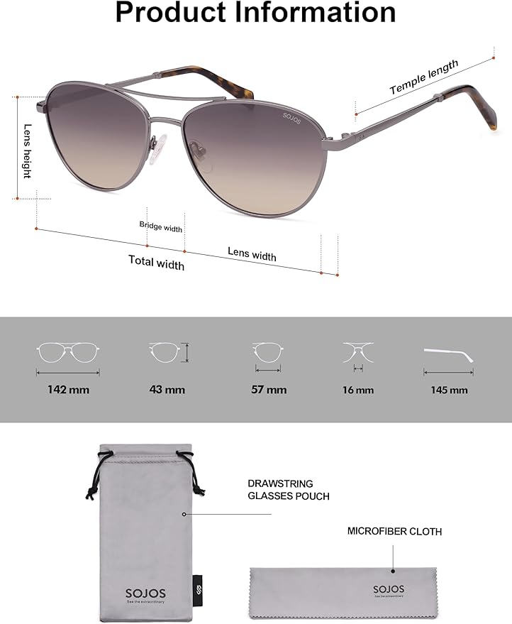 SOJOS Retro Polarized Aviator Sunglasses for Women Men Vintage 70s Style UV Protection Womens Mens Sun Glasses SJ1265