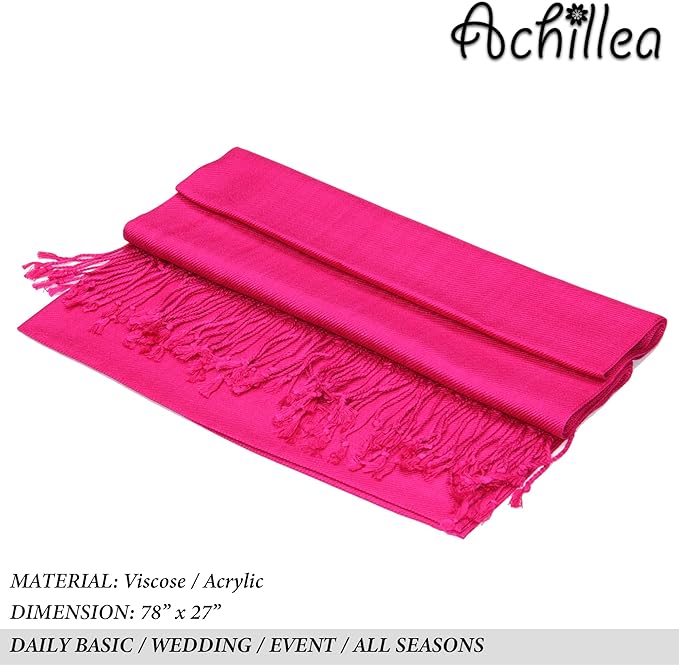 Achillea Soft Silky Pashmina Scarf for Women – Shawl Wrap for Evening Dresses, Bridesmaids, Weddings & Everyday Wear