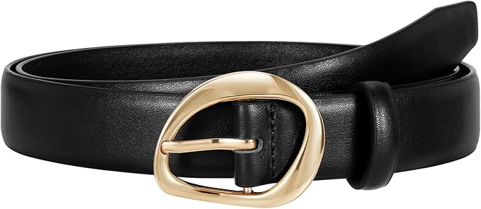 JASGOOD Leather Belts for Women Cute Casual Waist Belt with Gold Buckle Ladies for Jeans Pants Dresses