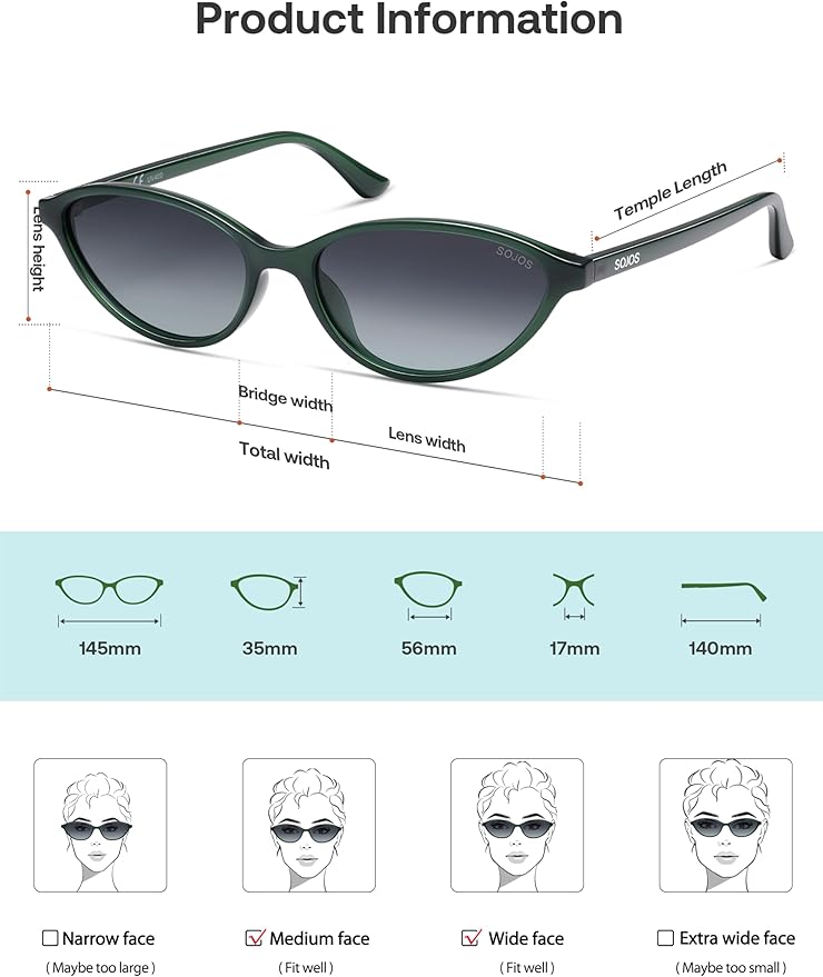 SOJOS Trendy Polarized Oval Sunglasses for Women Retro Chic 90s Shades Lightweight Sunnies SJ2656